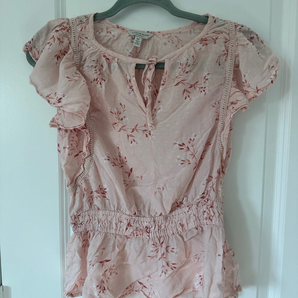 Lucky Brand Floral Short Sleeve Blouse